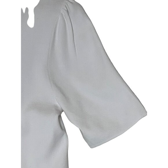 NWT Talbots White Scoop Neck Short Sleeve Top Large Pull Over Minimalist Stretch - Picture 9 of 16